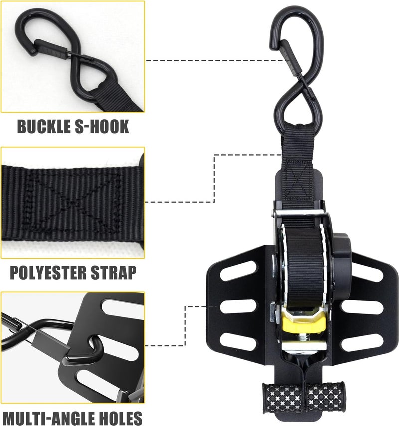 Maxzina Retractable Ratchet Straps Compatible with 2009-2014 Ford F150 Retracting Straps 2PCS Auto Retract Securing Strap Tie Down System for 2013 F-150 Accessories - Image 3